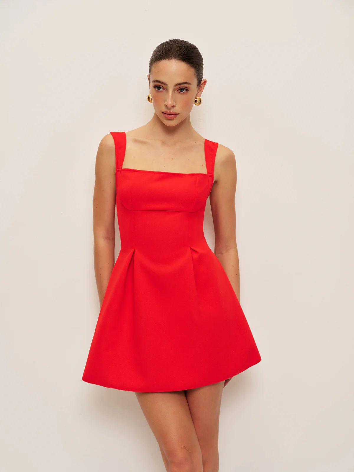 RED CHARLIE FLARED OUT DRESS