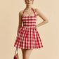 HALTER GINGHAM PRINT MINI DRESS