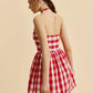 HALTER GINGHAM PRINT MINI DRESS