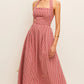 GINGHAM PRINT RED COTTON DRESS