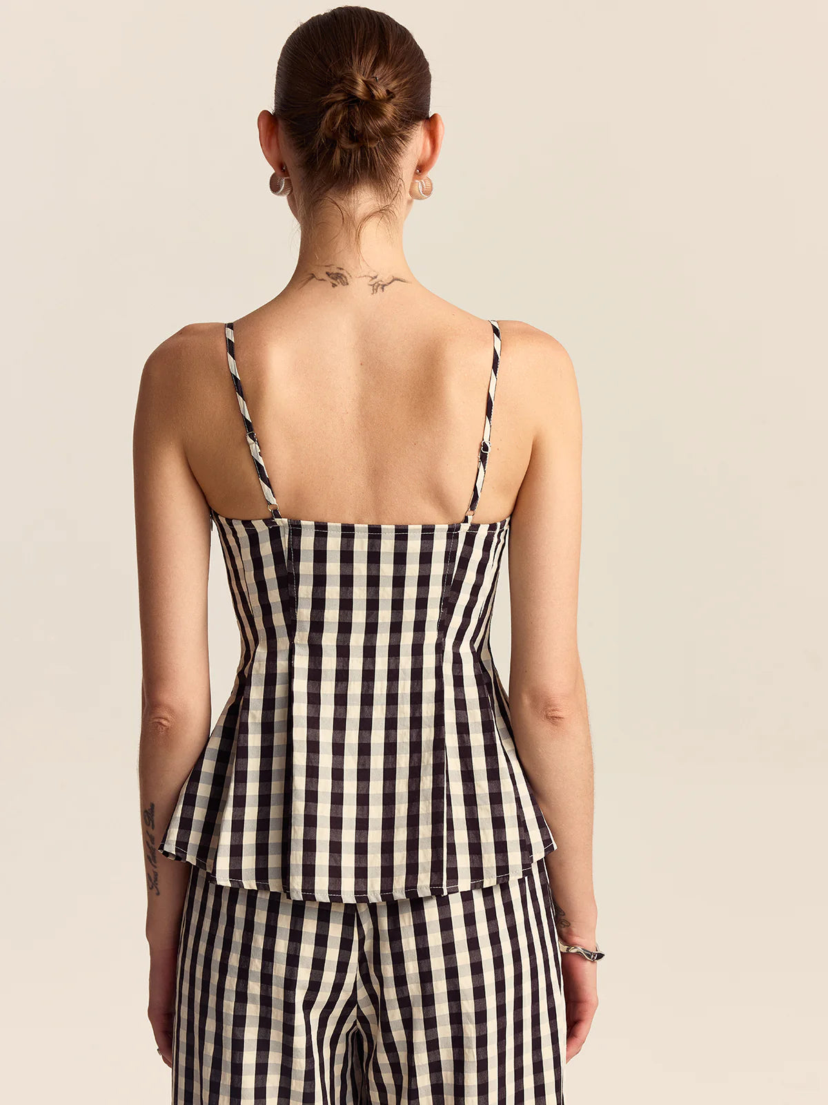 GINGHAM WIDE LEG PEPLUM CO-ORD