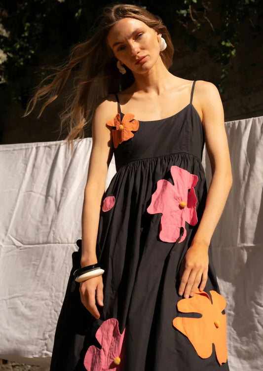 FLORAL APPLIQUE DRESS