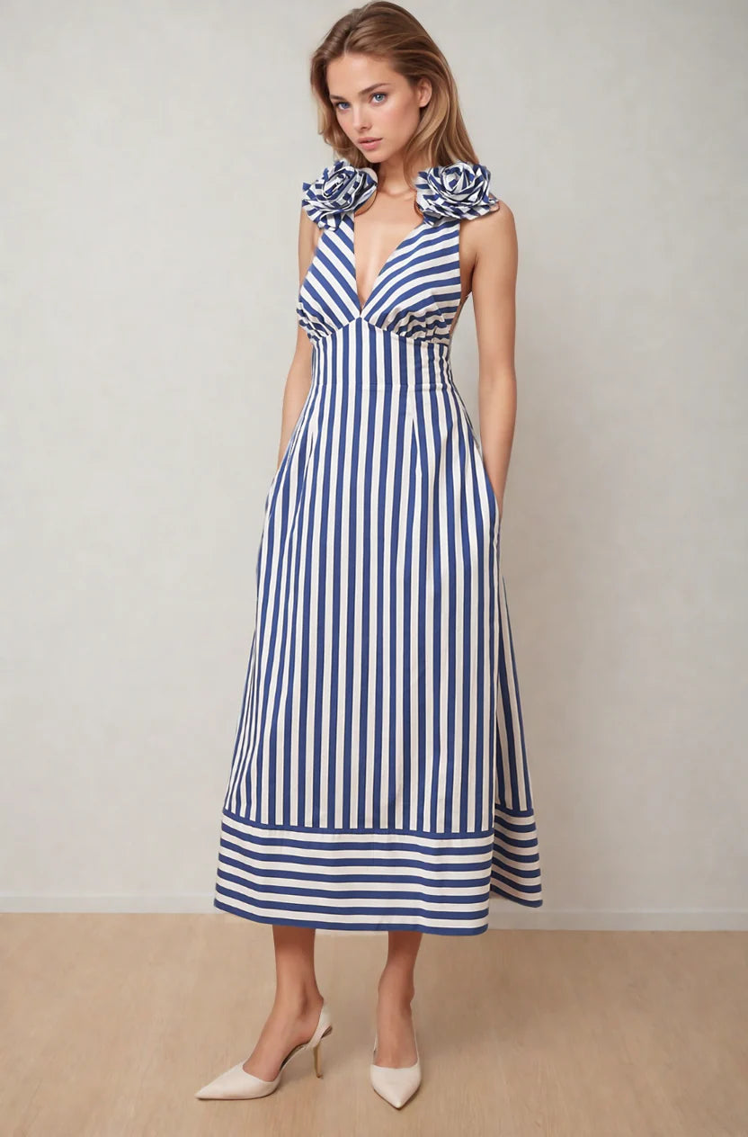 BREEZY STRIP LONG DRESS