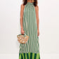 EMERALD COAST STRIPE HALTER MAXI DRESS