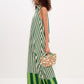 EMERALD COAST STRIPE HALTER MAXI DRESS