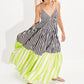 NEON RIVIERA COLORBLOCK STRIPED MAXI DRESS