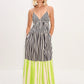 NEON RIVIERA COLORBLOCK STRIPED MAXI DRESS