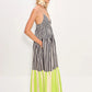 NEON RIVIERA COLORBLOCK STRIPED MAXI DRESS