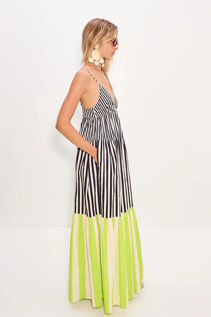 NEON RIVIERA COLORBLOCK STRIPED MAXI DRESS