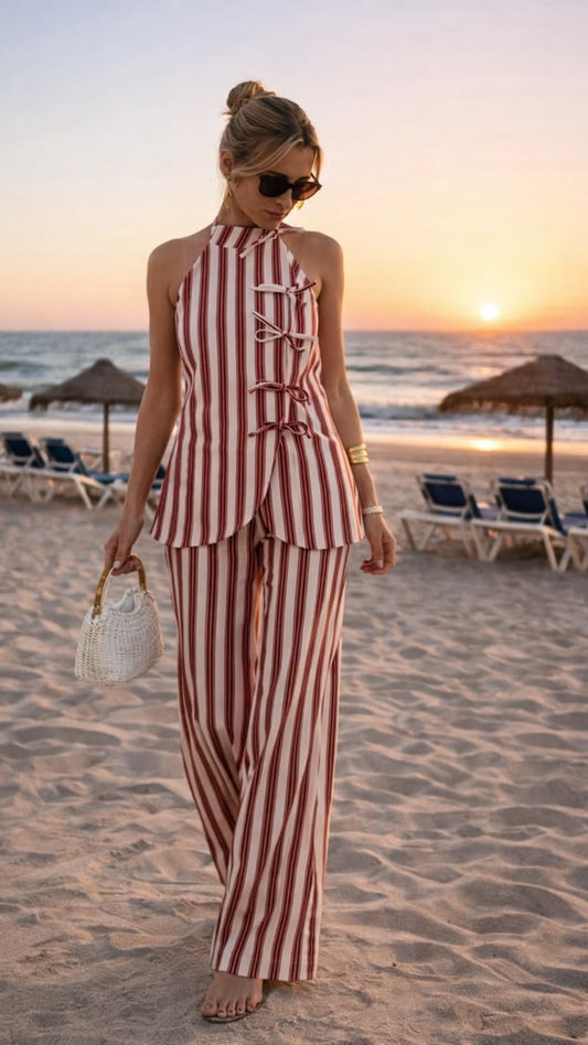 CHIC STRIPED VACATION CO-ORD