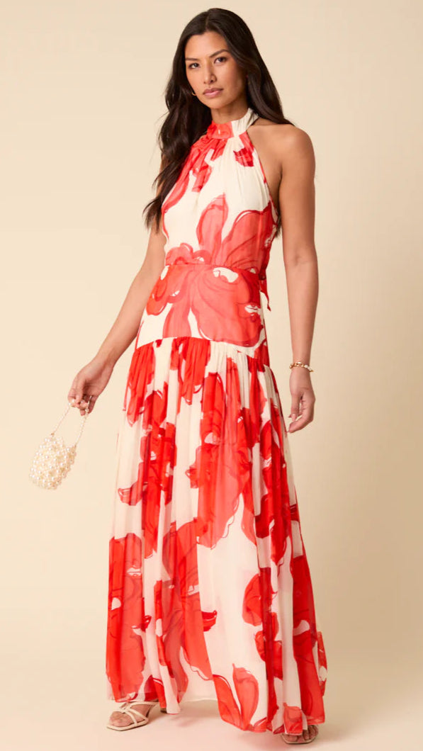 RED FLORAL ALICE DRESS