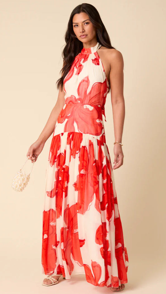 RED FLORAL ALICE DRESS