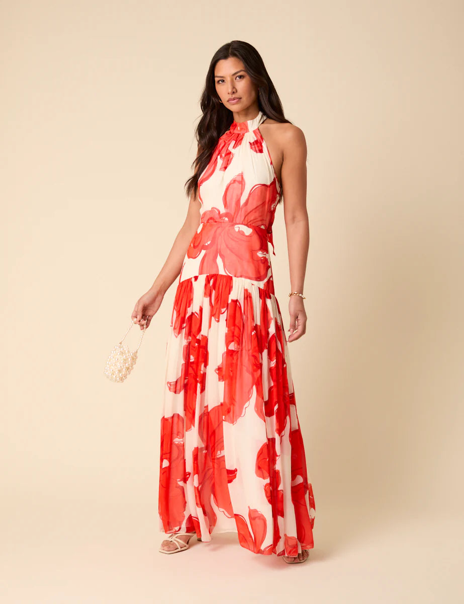 RED FLORAL ALICE DRESS