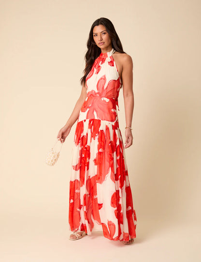 RED FLORAL ALICE DRESS