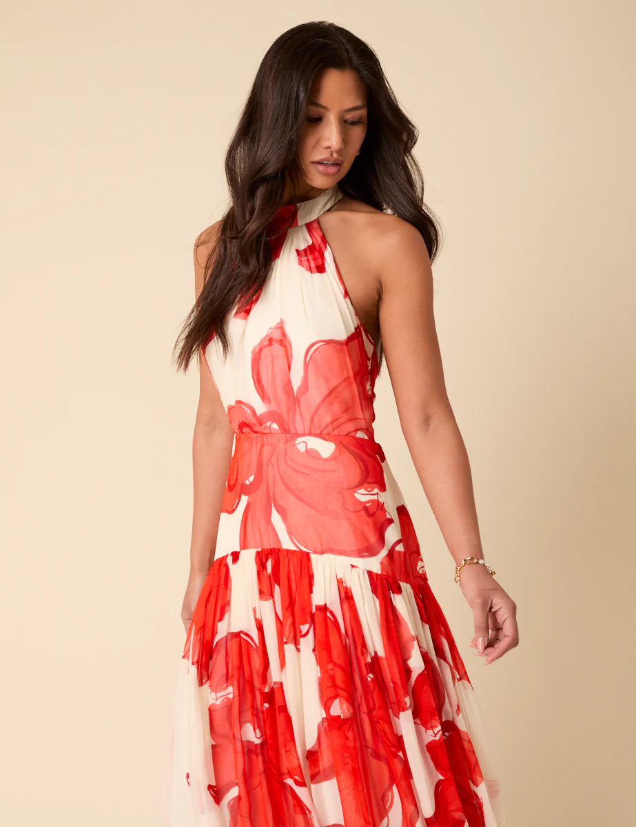 RED FLORAL ALICE DRESS