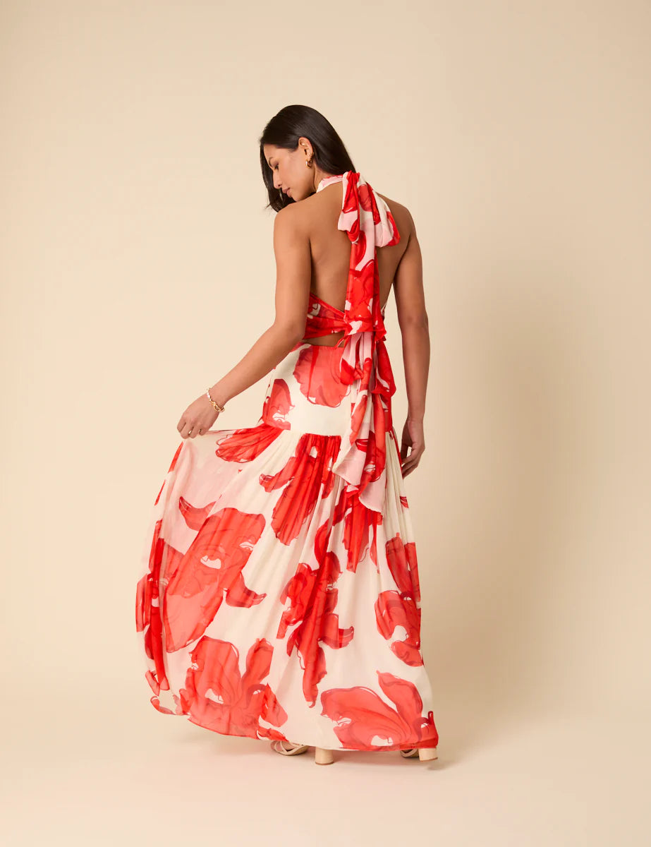 RED FLORAL ALICE DRESS