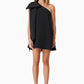 BOW ONE SHOULDER BLACK DRESS