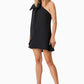 BOW ONE SHOULDER BLACK DRESS