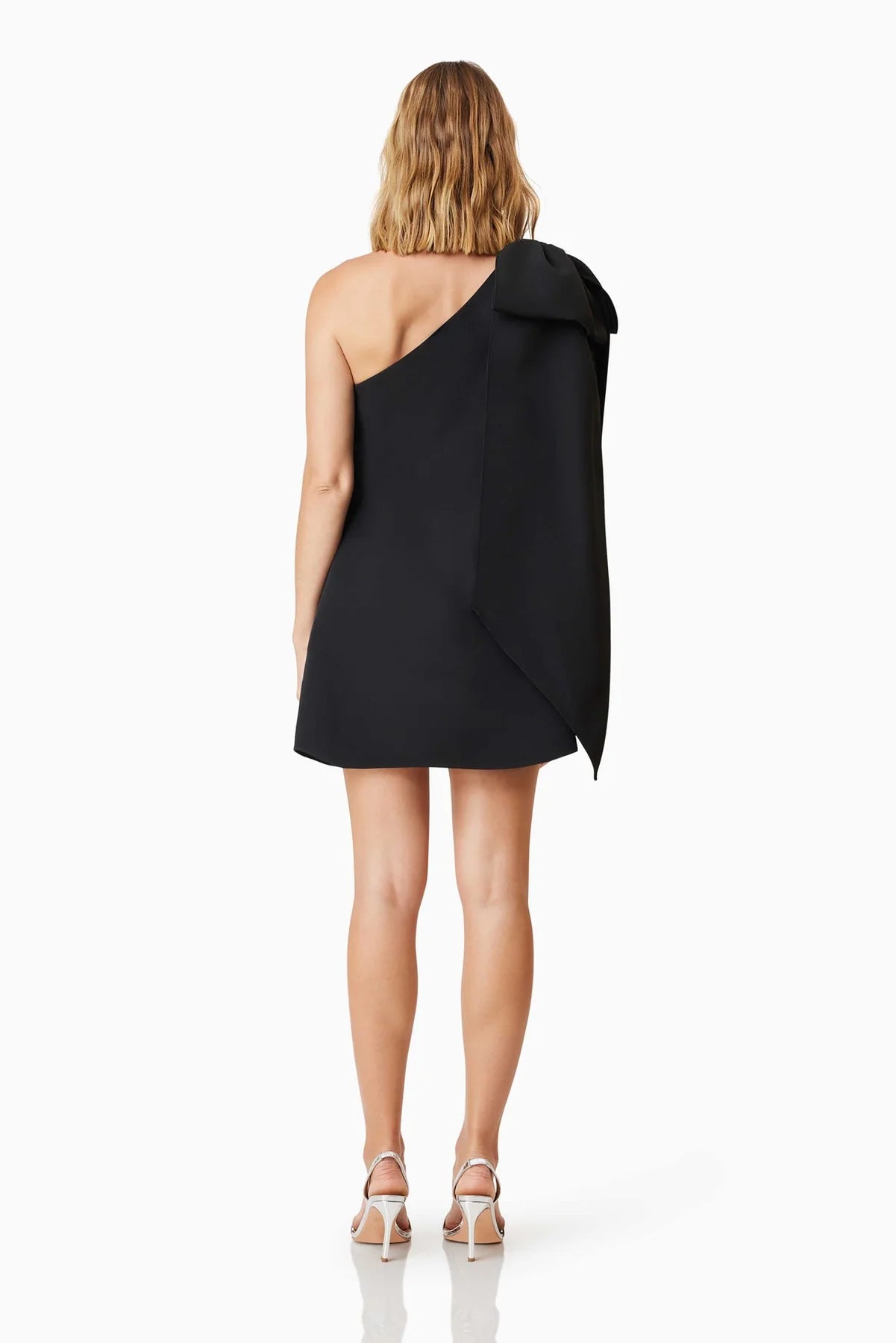 BOW ONE SHOULDER BLACK DRESS