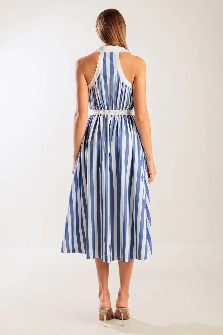 COASTAL STRIPE HALTER DRESS
