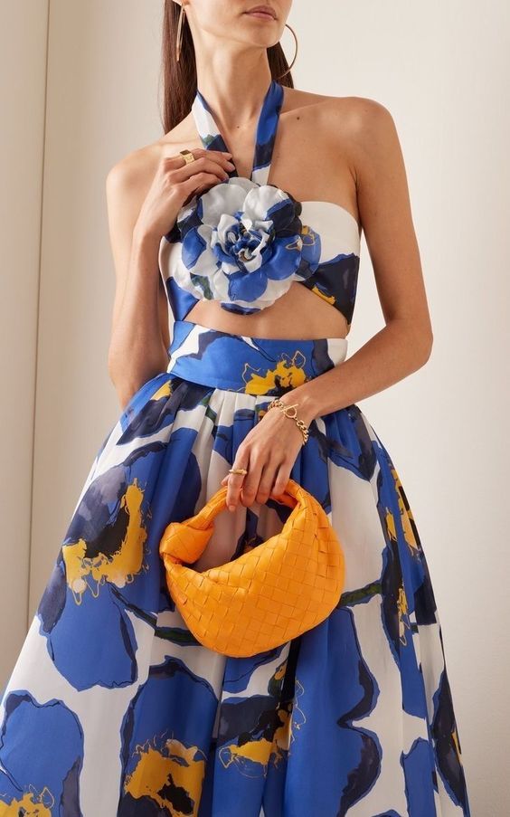 FLORAL PRINT HALTER BRALETTE SKIRT CO-ORD
