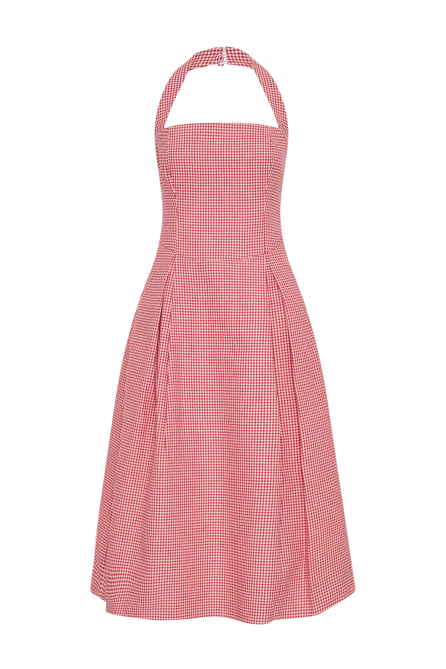 GINGHAM PRINT RED COTTON DRESS
