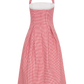 GINGHAM PRINT RED COTTON DRESS