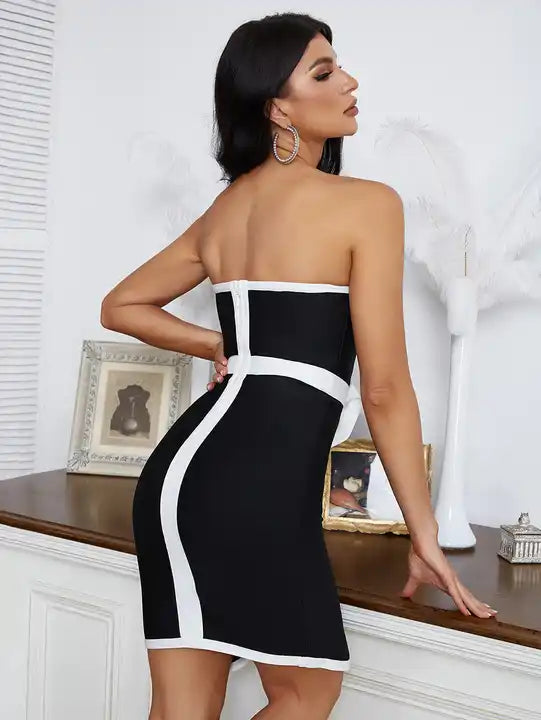 STRAPLESS BOW TIE-OFF BANDAGE DRESS