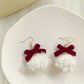 CHRISTMAS WINE VELVET BALL EARRINGS