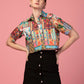 MULTICOLOR PRINT CROPPED SHIRT