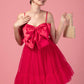 BOW DETAIL TULLE FRILL DRESS