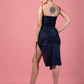 SHIMMER NAVY BLUE PLEATED DRESS