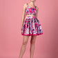 PRINTED FUCHSIA PLEATED SKIRT TOP SET