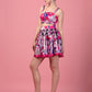 PRINTED FUCHSIA PLEATED SKIRT TOP SET