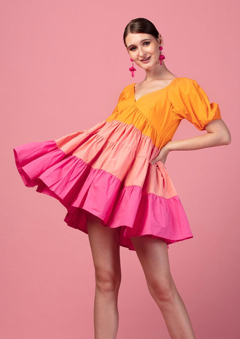 BUBBLE GUM FRILL DRESS