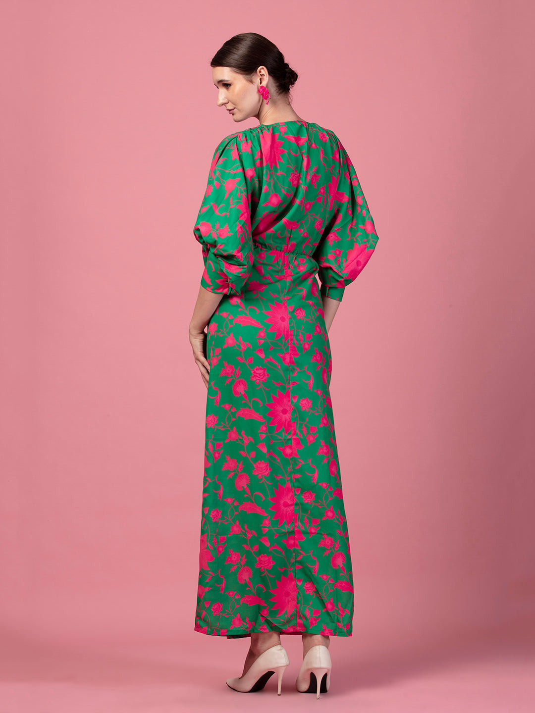 FLORAL GREEN MAXI DRESS