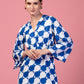 BLUE GEOMETRIC TIE KNOT CO-ORD