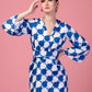 BLUE GEOMETRIC TIE KNOT CO-ORD