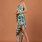 Asymmetrical tropical print dress