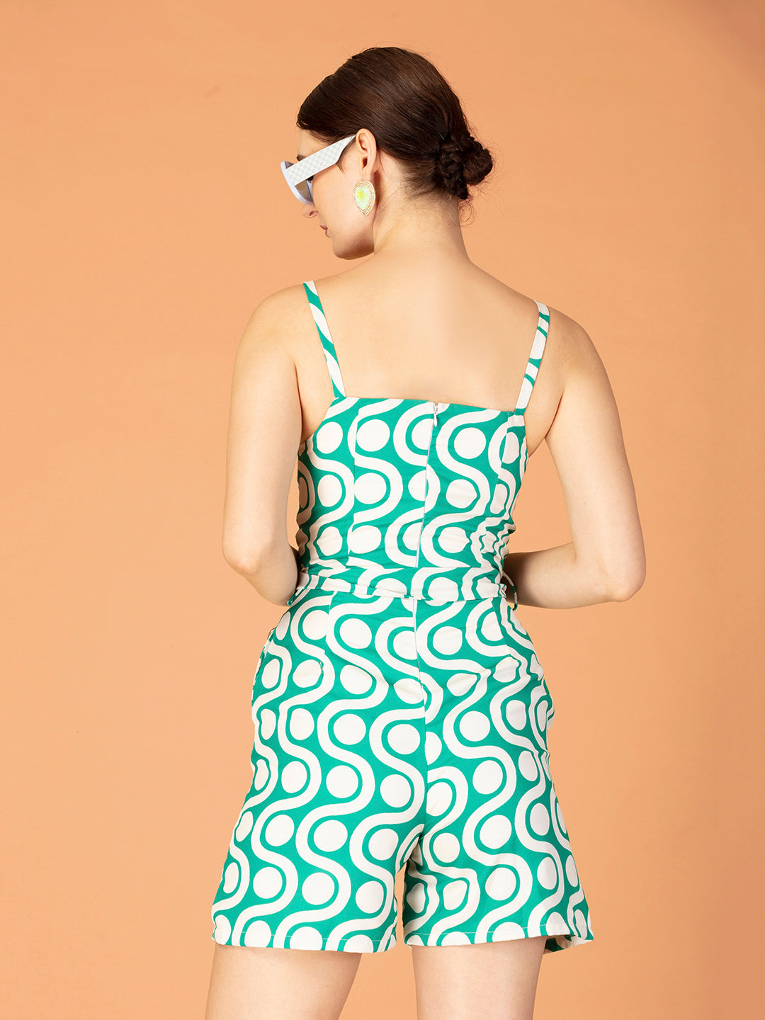 GREEN GRAPHIC PRINT JUMPSUIT