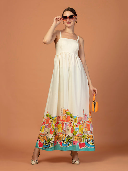 WHITE CITY PRINT MAXI DRESS