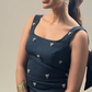 DENIM DRESS WHITE BEADED