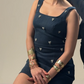 DENIM DRESS WHITE BEADED