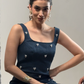 DENIM DRESS WHITE BEADED