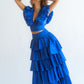 BLUE COTTON RUCHED CO-ORD
