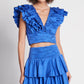 BLUE COTTON RUCHED CO-ORD
