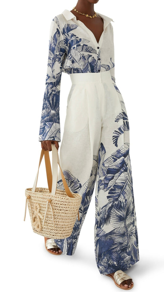 PALM ARENA WIDE LEG PANT-SHIRT SET