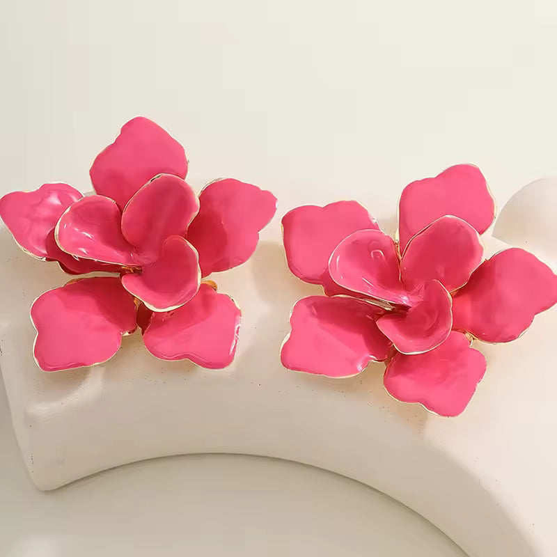 PINK PANSY PETAL EARRINGS
