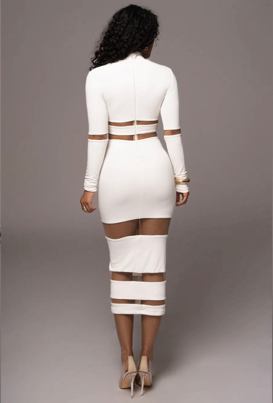 BANDAGE WHITE MIDI DRESS