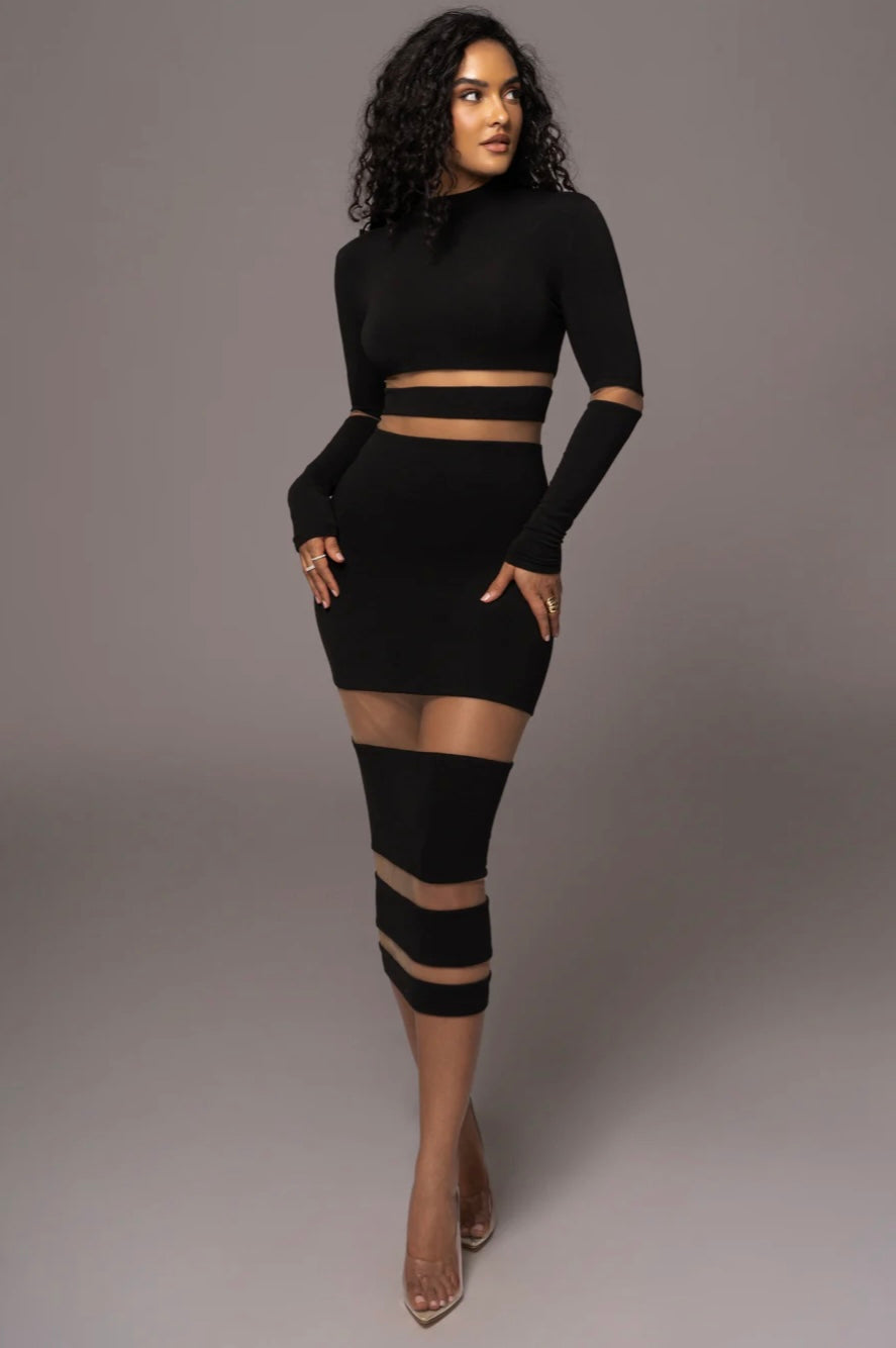 BANDAGE BLACK MIDI DRESS